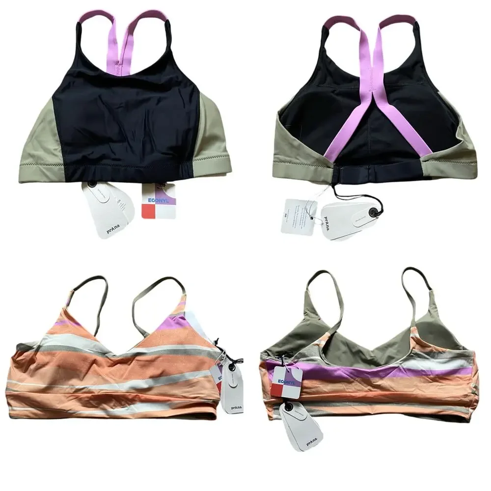 Prana Baja Bound & Willow Falls Reversible Top Small Black Color Block Waves Set